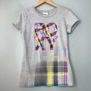 Y2K Roxy Paradise Shirt Size L Heather Gray Knit Baby Tee Surf Beach Streetwear - Picture 1 of 8