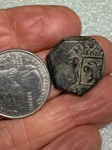 Nice 1680's King Charles II Pirate Cob Coin REAL Spain Treasure Era Maravedi #2Z - Picture 1 of 3