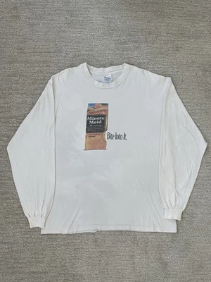 Vintage Minute Maid Orange Juice Graphic Longsleeve White XL Hanes Fruit Promo  - Image 1 of 4