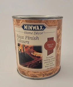 Vintage 32 Oz Can of Minwax Home Decor Faux Finish Colours BRICK RED Paint NOS - Picture 1 of 6