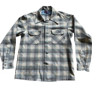 1960er Vintage Pendleton Ombré Shadow Plaid Board lebendiges Wollhemd Medium Ist-Zustand - Bild 1 von 17