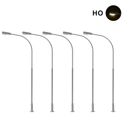 5Stk Modelleisenbahn Spur H0 1:87 Metall Straßenlaterne Lampen Warm weiße LEDs - Bild 1 von 4