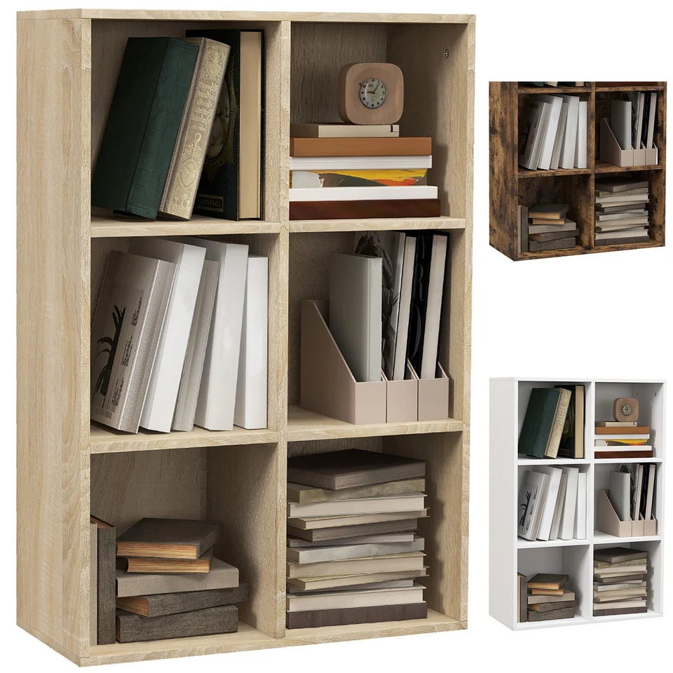 HOMCOM Mobile Libreria a 6 Cubi Moderno a Parete in Legno - Immagine 1 di 1