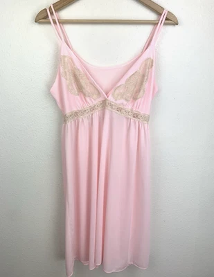 Gilead Vintage Nightgown Pink Size 34 Lace Accent Spaghetti Strap Short Nylon - Image 1 of 4