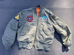 Alpha Industries L-2B Flight Jacket TopGun Maverick F-14 Tomcat Patched Sz Large - Picture 1 of 20