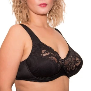 UNDERWIRE FULL COVERAGE BRA WIDE STRAPS SUPPORT PANEL PLUS SIZE 34-48C-F G H I J - Picture 1 of 17