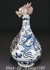 16.5" Dynasty Blue White Red Glaze Porzellan Drachen Beast Kopf Flasche Vase