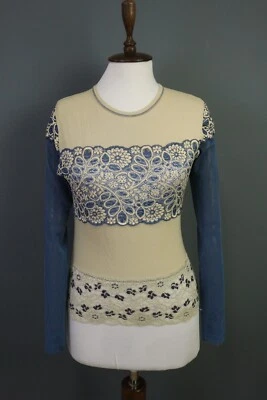 Save the Queen многоцветный абстрактный длинным рукавом бежевый топ блузка размер L - Изображение 1 из 4