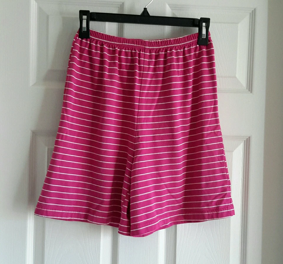 Womens Carolyn Taylor By Design Pink & White Elastic Waist Shorts Size Small EUC - Image 1 of 4