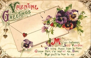 Sobre de flor de John Winsch postal de San Valentín sin firmar - Imagen 1 de 2