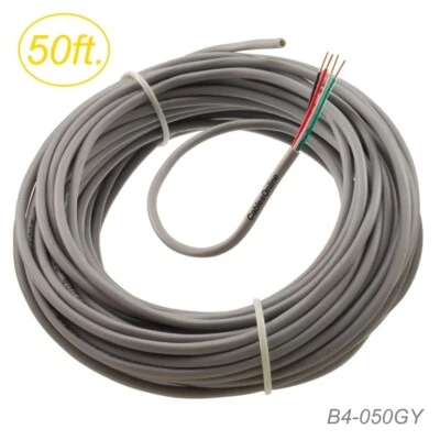 50ft 4-Conductor 22-AWG Solid Copper Security Alarm CMR FT4 Bulk Wire, Gray - Image 1 of 3