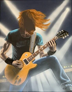 "Steve Shreds" männlicher Gitarrist Original Gemälde - Bild 1 von 2