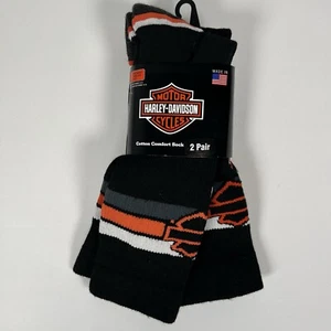 Harley Davidson Socks, Men’s Large, 2 Pair NEW! Made In USA Slightly Irregular - Picture 1 of 8