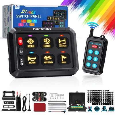 MCITUNING Wireless 6 Gang RGB Switch Panel w/Remote Control Circuit Relay System - Image 1 of 4