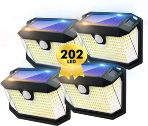 Solar Motion Sensor Lights Outdoor 202LED For Fence Front Door Yard Patio Garden - Picture 1 of 14