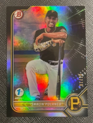 2022 Bowman 1st Edition Black Foil /10 Shalin Polanco #BPPF-145 Pirates - Image 1 of 2