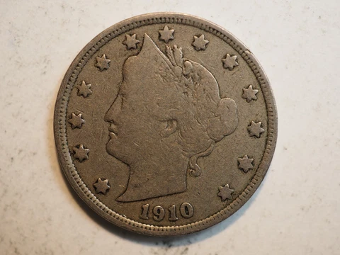1910 LIBERTY HEAD 5 CENTS *(AKA V NICKEL)* - FREE SHIPPING! - A1744 Cover