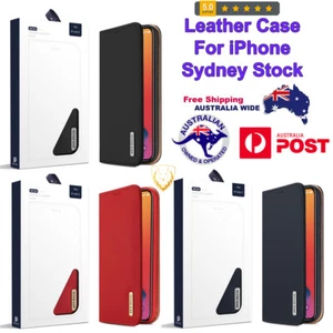 Genuine Strong Leather Case with Card Slots & Wallet For iPhone 12 Pro Max X - Picture 1 of 18