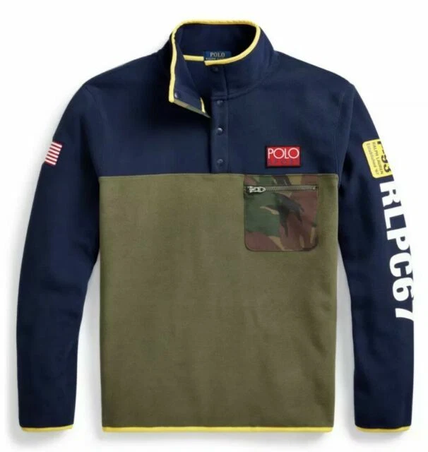 Polo Ralph Lauren Men's Fleece Pullover - Navy/Green, Size L (710820571001)