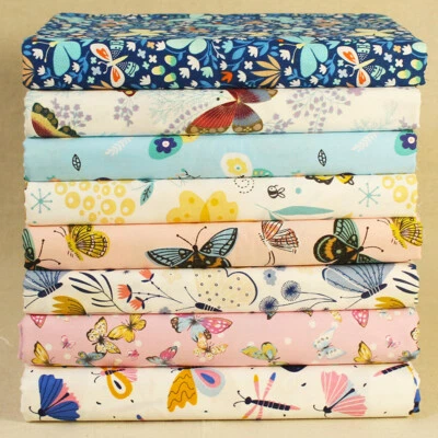 8pc Butterful Cotton Fabric Bundles Pre Cut 10" Squares Quilting Remnants DIY - Image 1 of 4