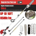 58CC Gas Pole Saw 16" Extendable Tree Trimmer 2-Stroke Gas Branch Pruner Outdoor