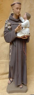 Hl. Antonius von Padua mit Jesuskind und Lilie Gips 62cm - Bild 1 von 4