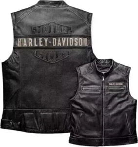 Harley Davidson HD Motorcycle Biker Leather Vest Men’s Passing Link Leather Vest - Picture 1 of 3