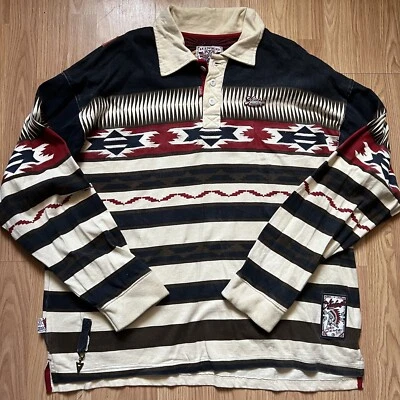 Camisa Polo Akademiks Años 90 Para Hombres 2XL Guerreros Nativos Azteca Suroeste Y2K Ropa de Calle Foto 1 de 4