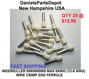 X25 WEIDMULLER 0565800000 MAX 8 AWG INSULATED WIRE CRIMP END FERRULE h 10/28 - Picture 1 of 15