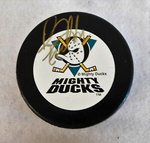 Ron Tugnutt Anaheim Mighty Ducks Signed Hockey Puck JSA Authenticated