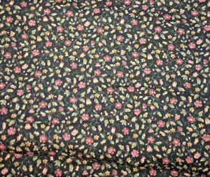 VTG Peter Pan Ditsy CALICO Dark Green & Shades of Rose Florals Cottagecore BTFQ - Picture 1 of 7