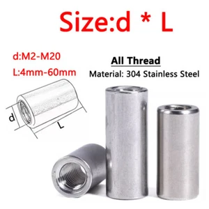 Alle Gewinde Hülse Stange Bolzen Rundverbinder Edelstahl M2 M3 M4 M5 - M20 - Bild 1 von 8