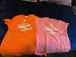 Clearwater Florida Two 2 T-Shirts Rosa Lachs Large Neu - Bild 1 von 7
