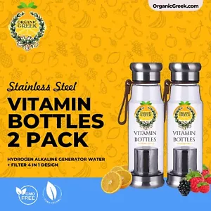 2 Pack of Organic Greek Vitamin Bottles® Hydrogen Alkaline Generator Water + FIL - Picture 1 of 6