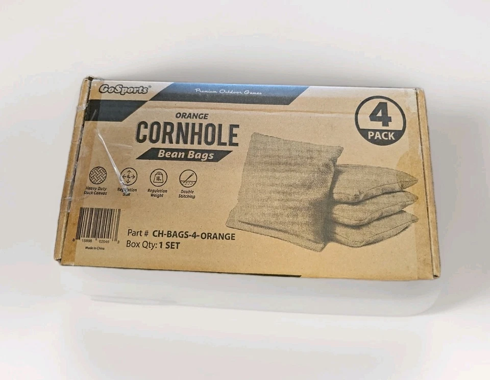 GoSports Cornhole Bean Bags 4 Pack - Regulation All Weather - Orange