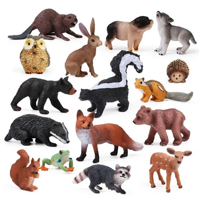 16PCS Forest Animal Figurines - Miniature Cake & Cupcake Toppers for Kids - Image 1 of 4
