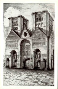 Vintage Postcard England Postkarte Kirche ~1940/50 Lincoln Cathedral Kunst-AK - Picture 1 of 2