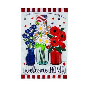 Patriotic Floral Applique House Flag,159810 - Picture 1 of 1