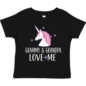 Inktastic Grammy And Grandpa Love Me Girl Unicorn Outfit Toddler T-Shirt Clothes - Picture 1 of 7