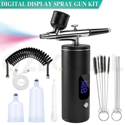 LCD Handheld Nail Airbrush Kit Cordless Compressor Air Brush Spray Gun Paint - image 1 of 4