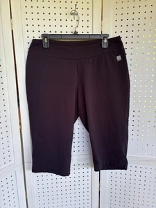Lands' End Black Capri Pants Knit Pull On Stretch Women's L/P - Picture 1 of 3