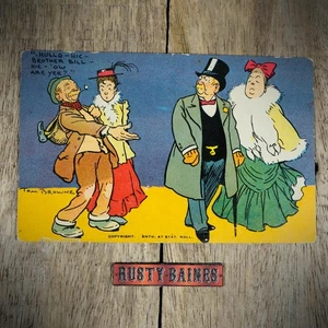 Postcard, Tom Browne Original Comic Drunk Working Class Man, Posh Man, Grade VG - Picture 1 of 2
