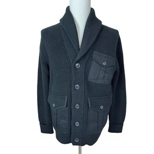 Cárdigan suéter negro de algodón resistente Banana Republic para hombre talla grande - Imagen 1 de 9