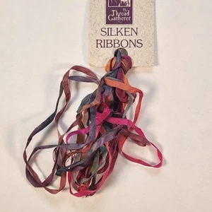 The Thread Gatherer Silken Ribbons 2mm Hand Dyed 100% Silk 4 Yards Each USA Made - Picture 1 of 15