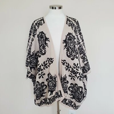 Suéter tejido envolvente kimono tomate volador color crema tostado negro talla S/M pequeño mediano Foto 1 de 4