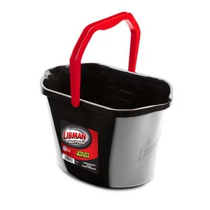 Cubo utilitario de polipropileno negro ovalado de 3,5 galones con mango caños de doble vertido - Imagen 1 de 6