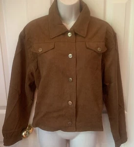 NEW Wrangler Corduroy Cropped Shirt Jacket Women's Size Medium Brown western - Picture 1 of 6