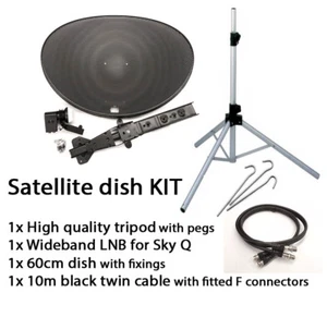 Sky Q Satellit 60cm Zone 1 Schüssel LNB Stativ Camping Wohnwagen Touring Bausatz Outdoor - Bild 1 von 9