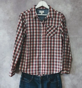 Per Se Hemd Damen Medium rot kariert Knopfleiste Langarm Kragen Bluse Damen - Bild 1 von 6