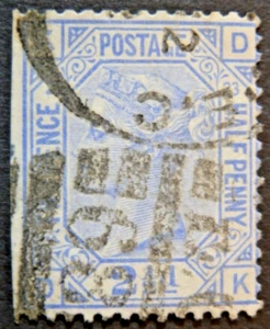 GB 1881 SG157 QV  2½d. BLUE - LETTERS KD- PLATE 23 - USED - CV £35 - Picture 1 of 2